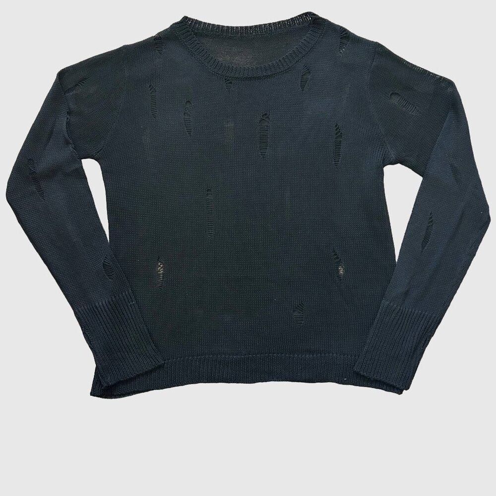 Women's Grunge Y2K Knit Sweater - Black - M/L
